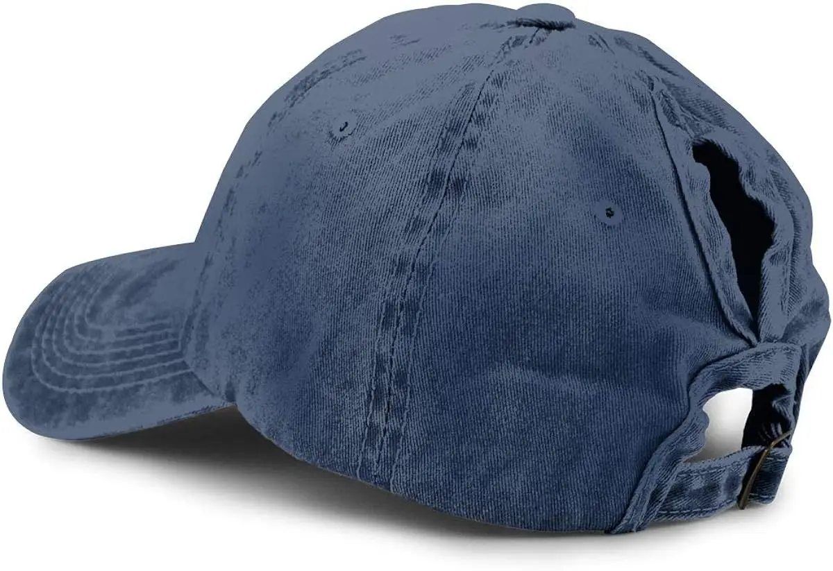 Women's Dog Mom Hat Ponytail Adjustable Vintage Washed Distressed Denim Baseball Dad Cap