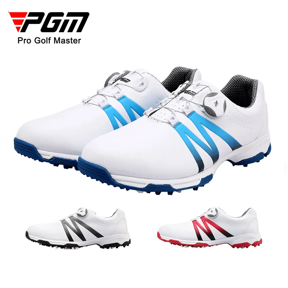 Waterproof golf shoes for men, breathable, sweat absorbing, odor proof, anti slip, fixed with studs, rotating shoelaces, golf