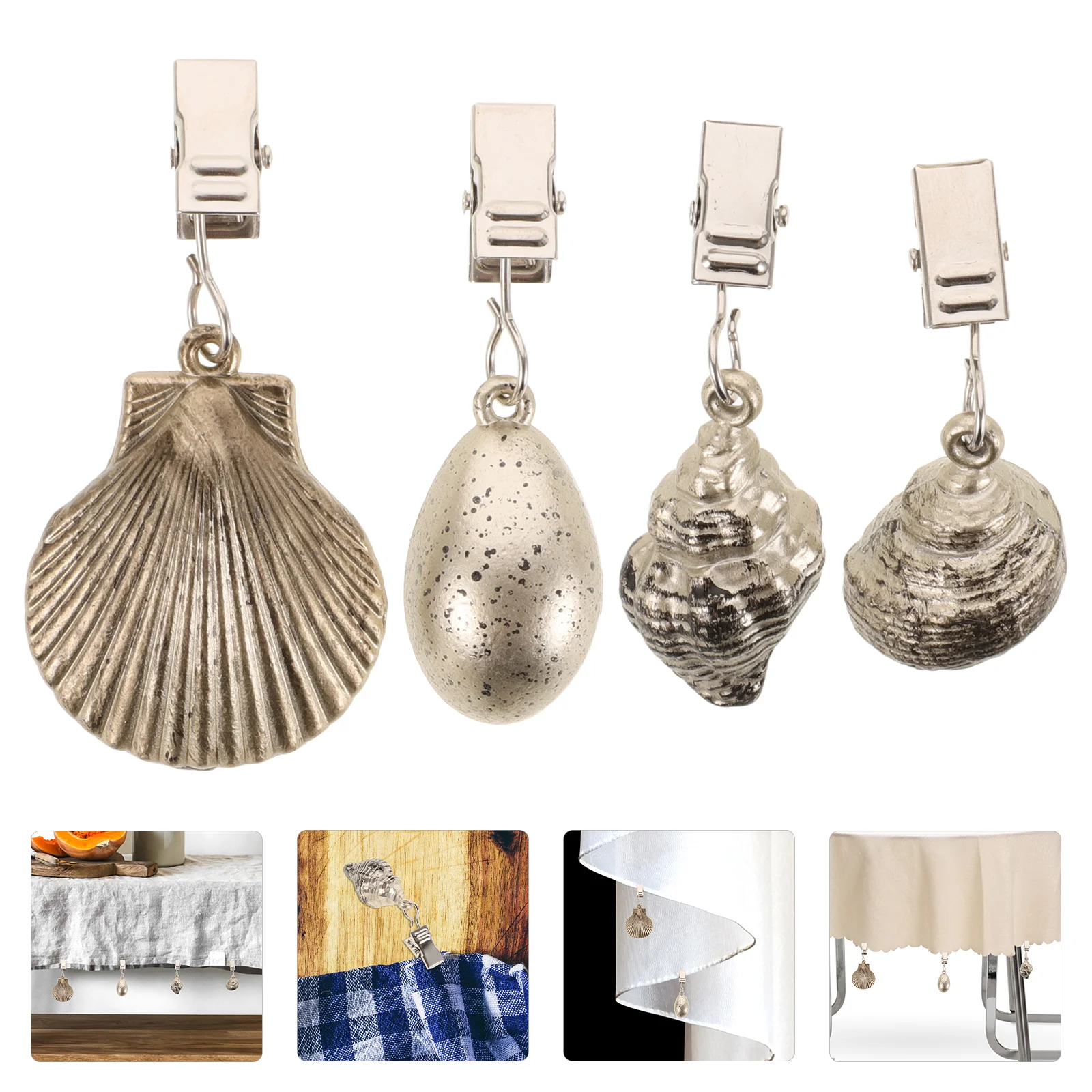 4 Pcs Tablecloth Pendant Clip Window Coverings Weights With Clips Camping Zinc Alloy Delicate Small Seaside