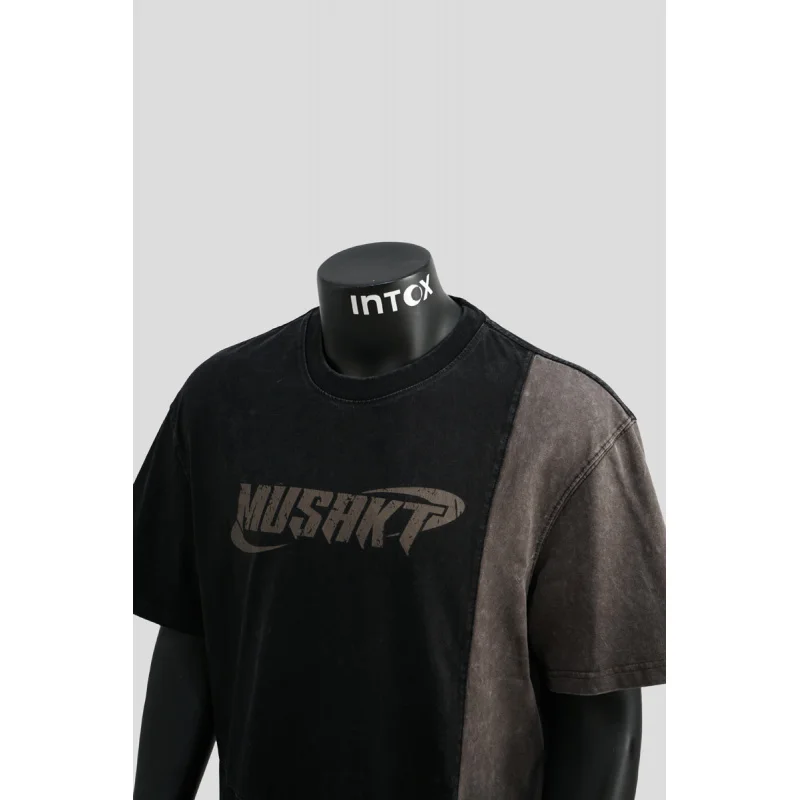 

Retro Japanese washed vintage T-shirt for men's summer fashion brand high-end loose casual color blocked top