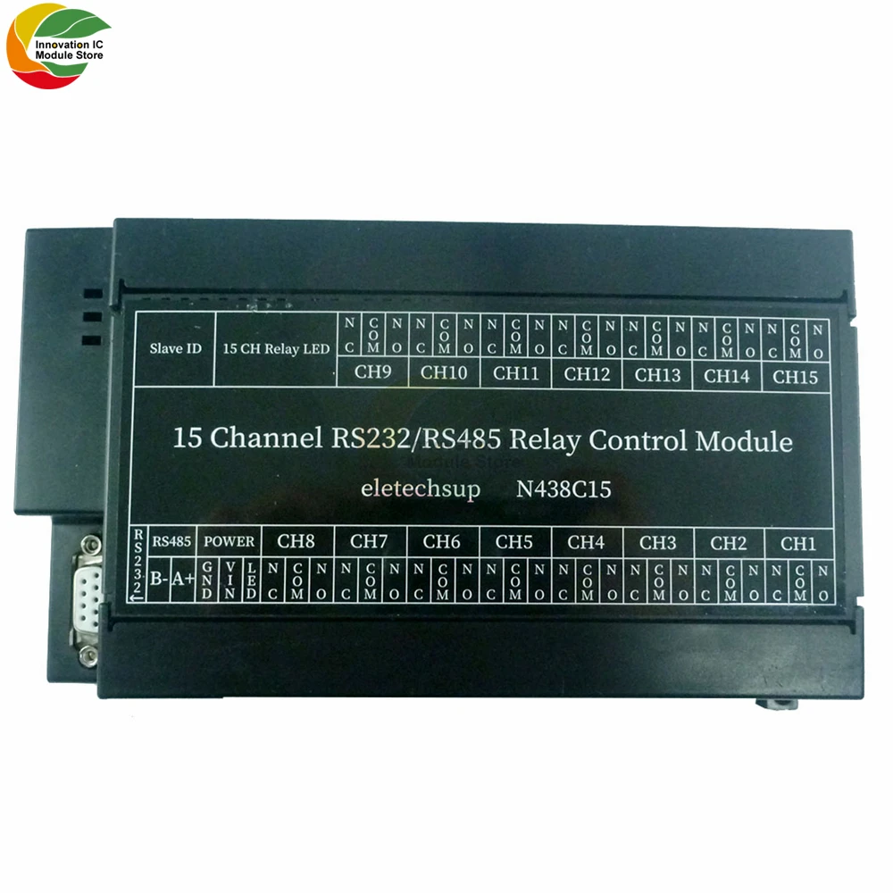 2 in 1 15ch RS485 RS232 Modbus RTU Relay PLC DO PC UART Serial Port Switch Controller DC 12V 24V