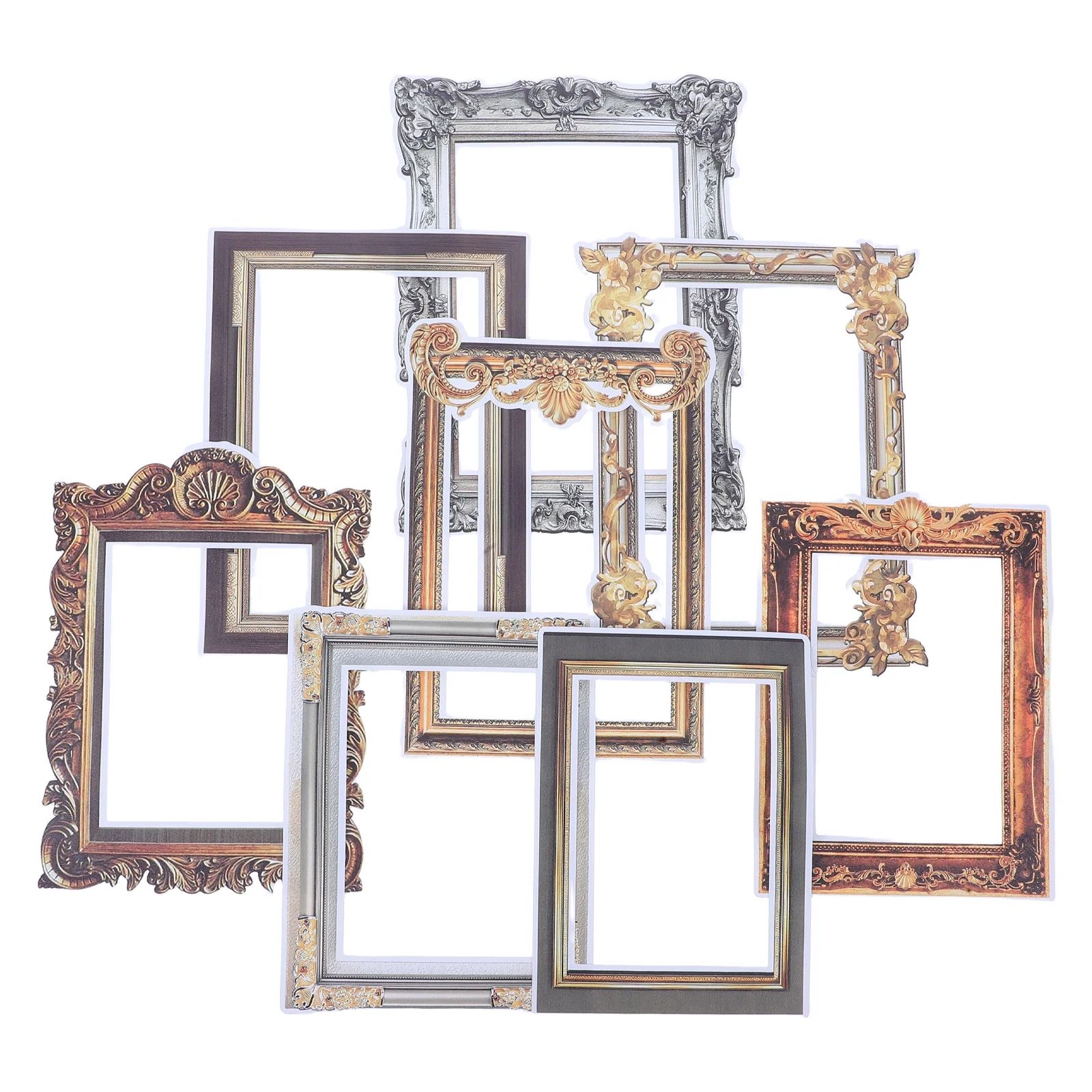

8 Pcs Retro Photo Frame Stickers PVC Circle Wall Picture Frames Collage Decor Living Room Bedroom Wall Decor Easy Install