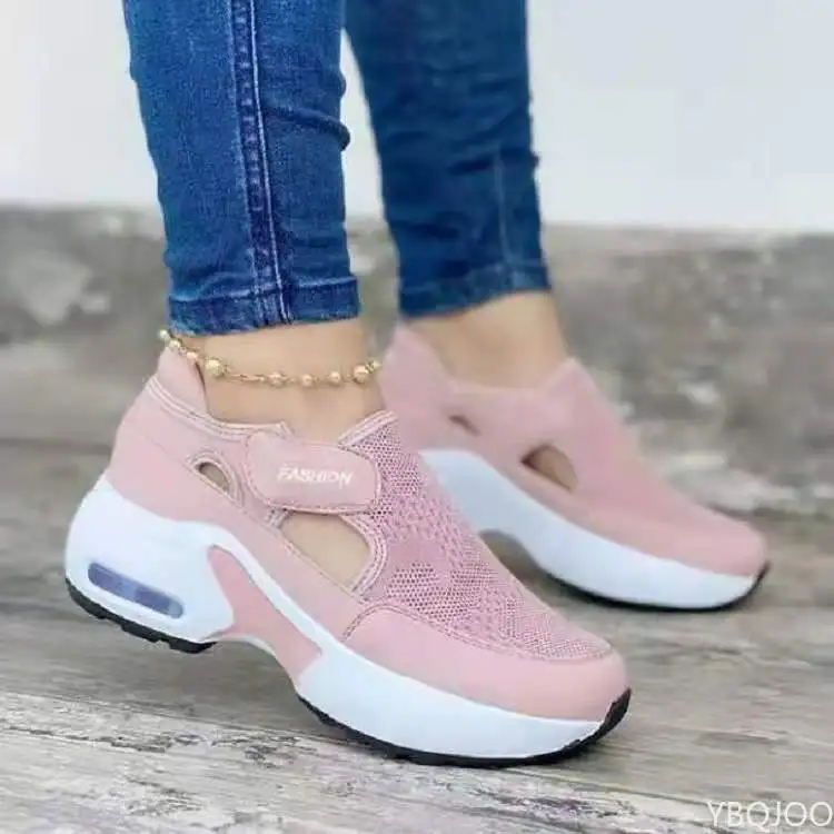 Zapatillas Mujer 2022 Fashion Breathable Mesh Platform Sneakers Round Toe Wedge Casual Sports Shoes Comfort Flats Basket Femme