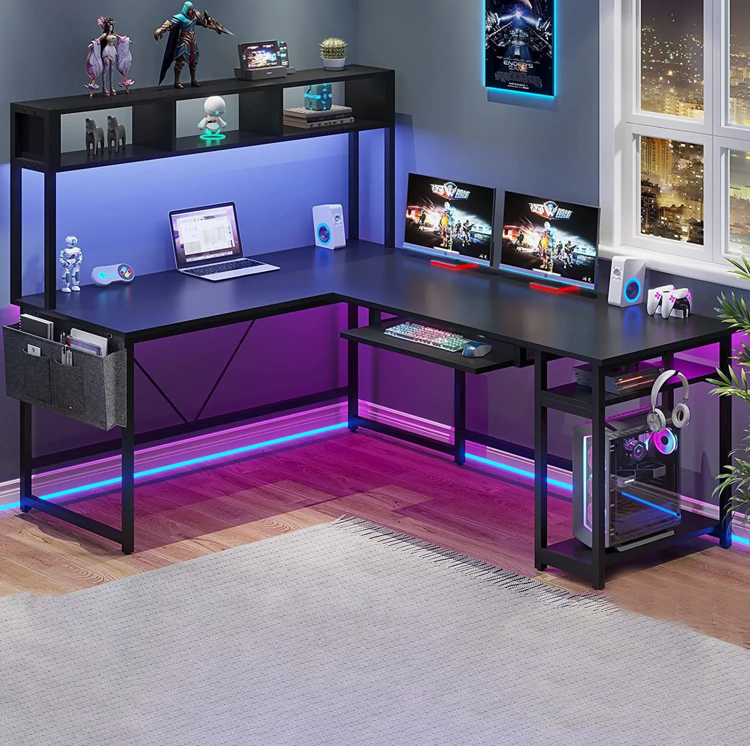 -Factory Furniture Wholesale Customization Large Cheap L-Shaped Simple Computer Desk With Shelf For Office Home
