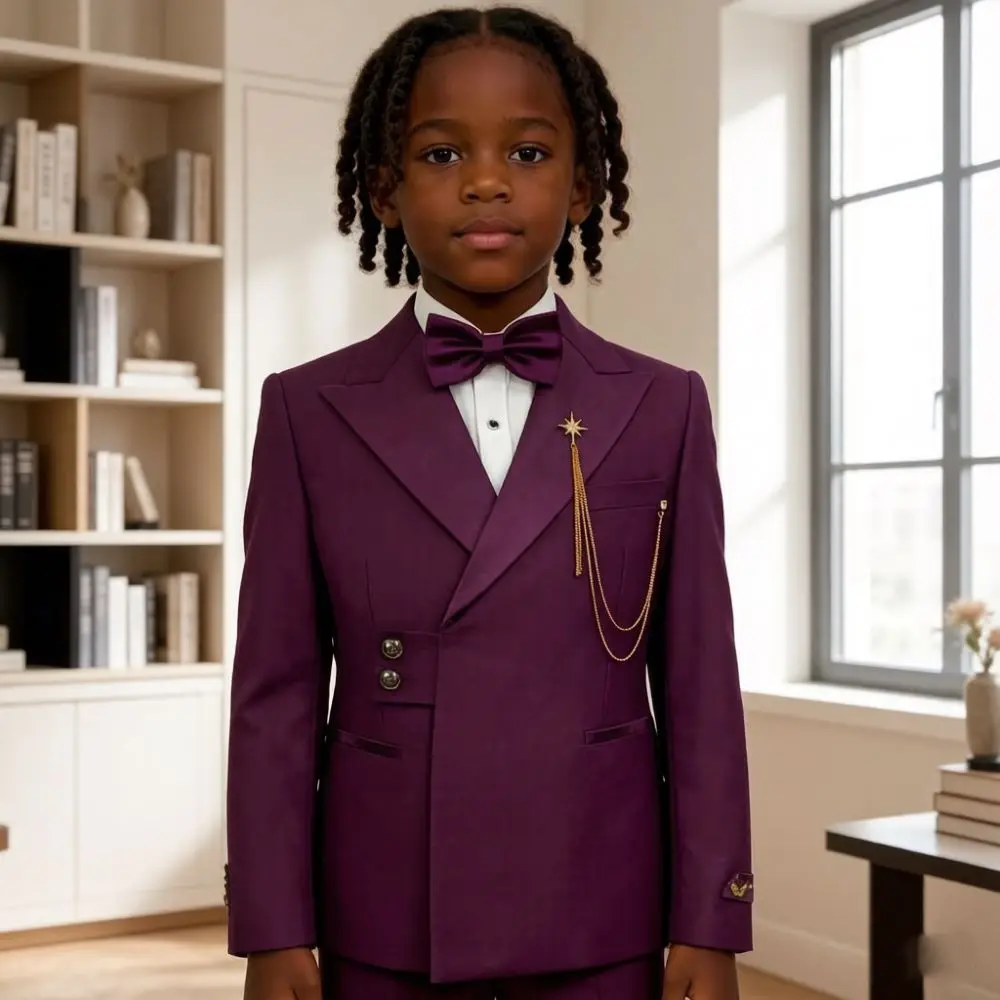 Single Breasted Formal Boy Suits 2 Pieces Slim Fit Kid Tuxedo Mix Match Separates Child Suits Stylish for Wedding Holiday Events