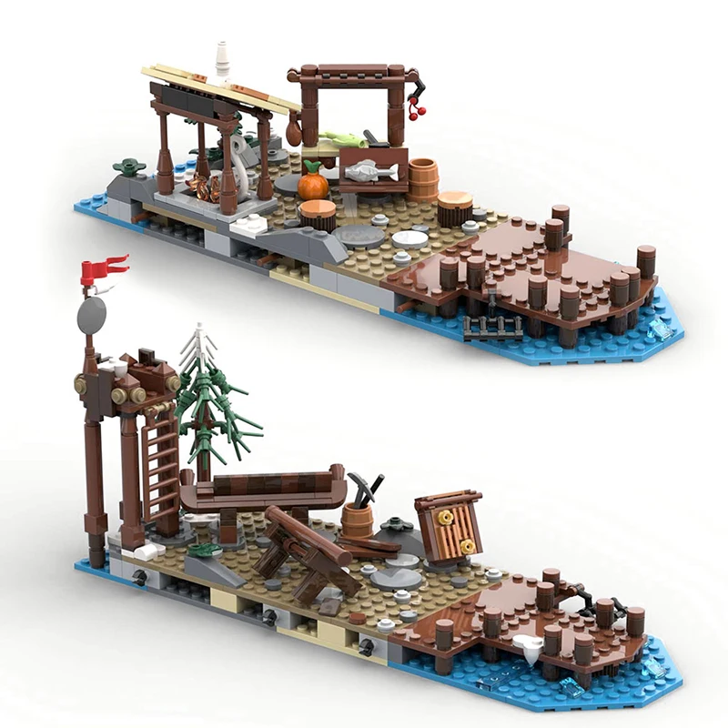 Buildmoc The Vikinged Village Expansion MOC Set Building Blocks Kits Toys for Children Kids Gifts Toy 584PCS Bricks for 21343