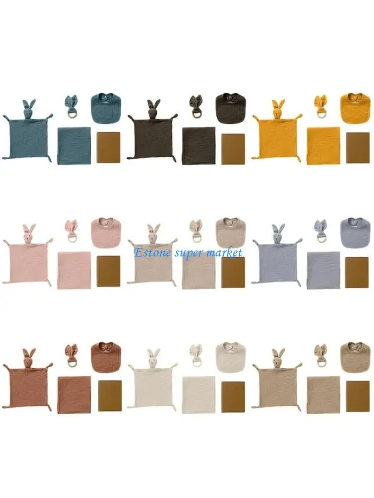 

090B Upgraded Baby Bibs Baby Toy Set Lightweight Absorbent Babies Wrap Cover Cotton for Newborn Shower Gift