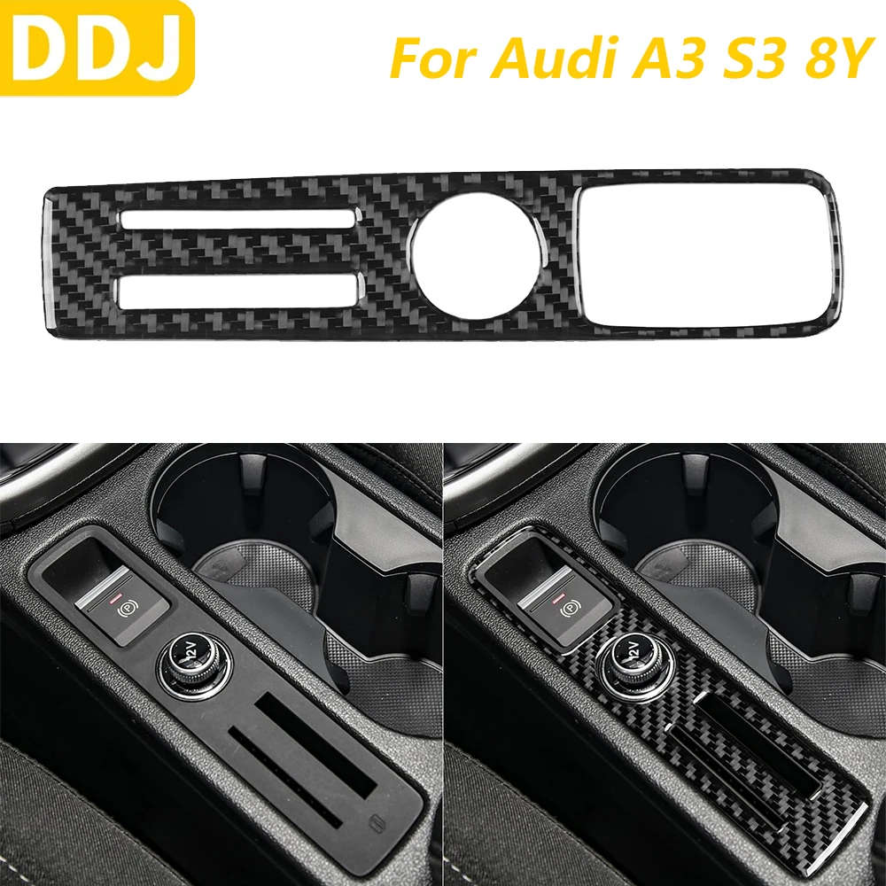 

Для Audi A3 S3 8Y 2021-2025 углеродное волокно, центральный ручной тормоз, прикуриватель, панель, отделка, автомобильные аксессуары, декоративная наклейка