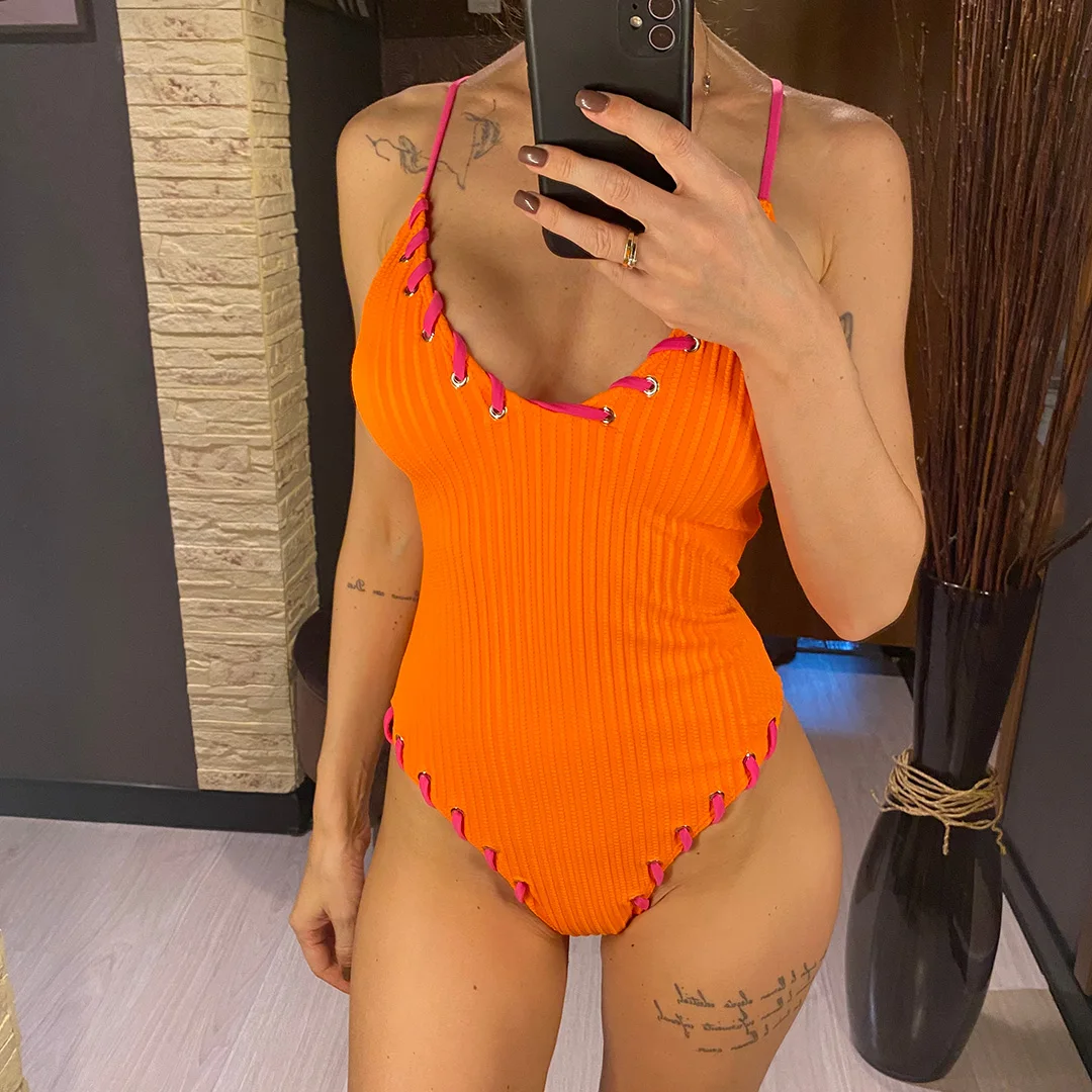 5 Farben, V-Ausschnitt, gerippter, kreuzförmiger Rücken, einteiliger Badeanzug, Damen-Badebekleidung, hoch geschnittene Monokini-Badehose, Badeanzug, Badebekleidung, V6278 – Detail 7