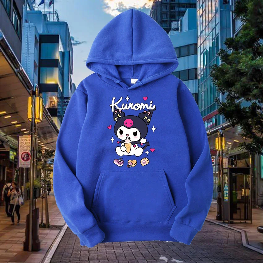 Kawaii Kuromi casual cute print unisex hoodie spring and autumn Sanrio cartoon casual sports street print hoodie