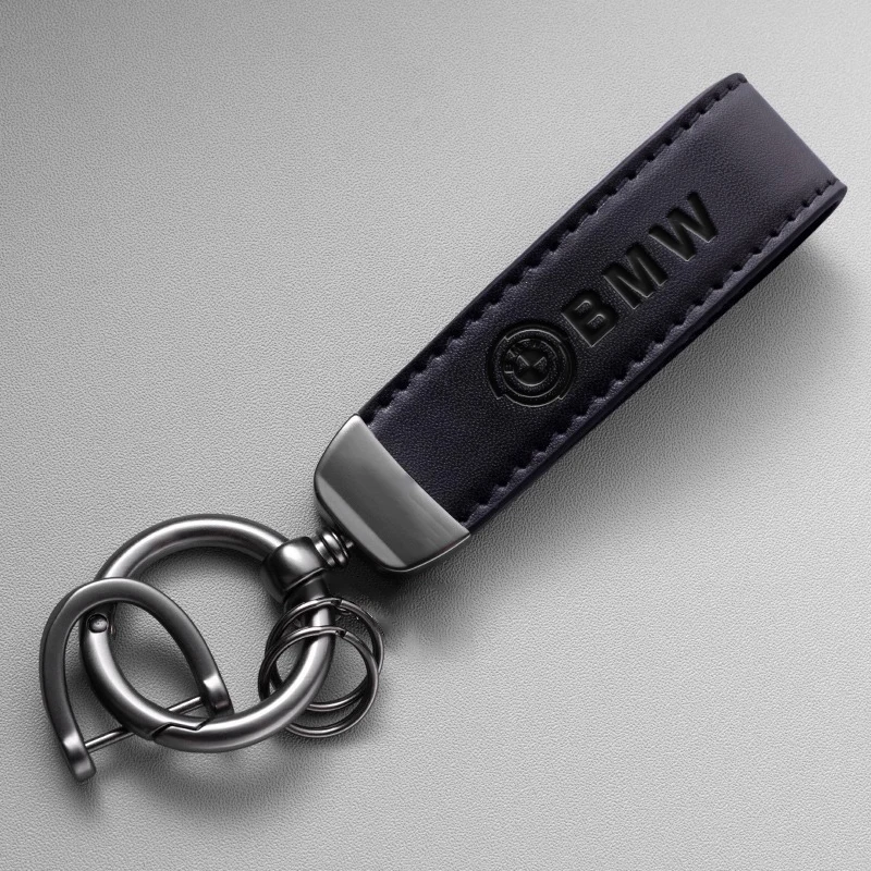 Fashion Leather Car Keychain Key ring Embossing Process For BMW 50th F12 F13 F30 E60 E65 E66 E63 F01 F02 X1 X3 4 5 6 7 Series view 2