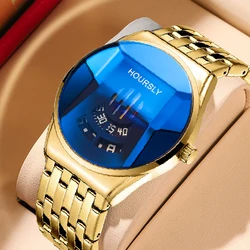 Gold Luxury Brand Top Trend Cool Men's Watch Stainless Steel Band Technology Fashion Quartz Watches For Men 2025 Male Clock