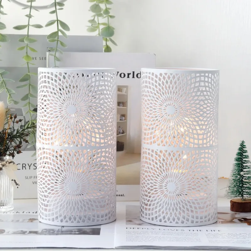 

2Pcs/set Battery Powered Table Lamp Modern Nordic Cylinder Lamp for Warm Light with LED Edison Style Bulb Wedding Home Decor