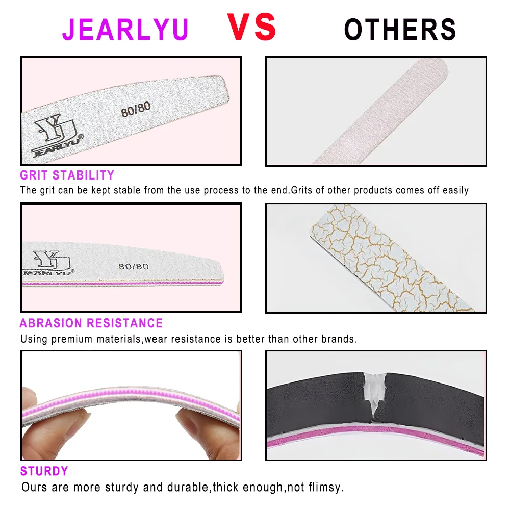 25/50 قطعة 50 قطعة الهلال القمر صالون ملفات الأظافر بالجملة ملفات الأظافر 80/80 حصى الأظافر القوية الصنفرة مزدوجة الوجهين صالون ومجموعة DIY #5