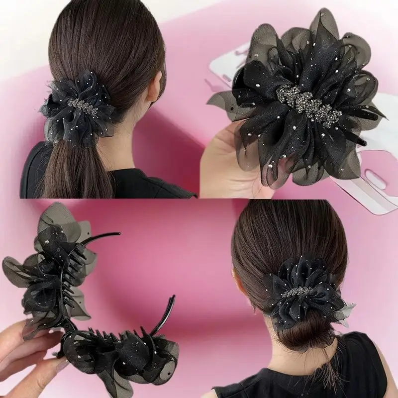 1 قطعة الراقية القمح سبايك Bowknot دبوس الشعر للنساء الجزء الخلفي من رئيس كعكة الذيل كليب جميع الأغراض القرش المشبك