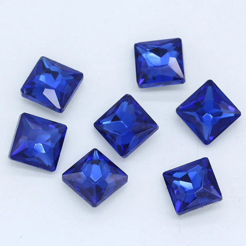 30p 10mm square color faceted glass fancy stone pointed foiled back crystal rhinestone jewelry Decoration shoes Garment Material