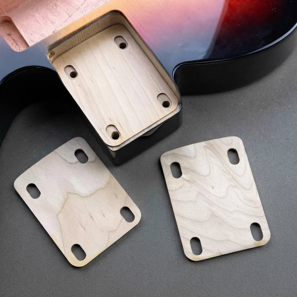3 Pack Wooden Neck Shims, 0.25 0.5 1 Degree, Bolt-On Angle Adjustment, Luthier Setup Tool for ST TL LP Style Electric Guitars
