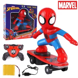 Marvel Spiderman Automatic Flip Rotation Skateboard Acousto-Optic Car Ultraman Electric Music Toy Stunt Scooters Birthday Gifts