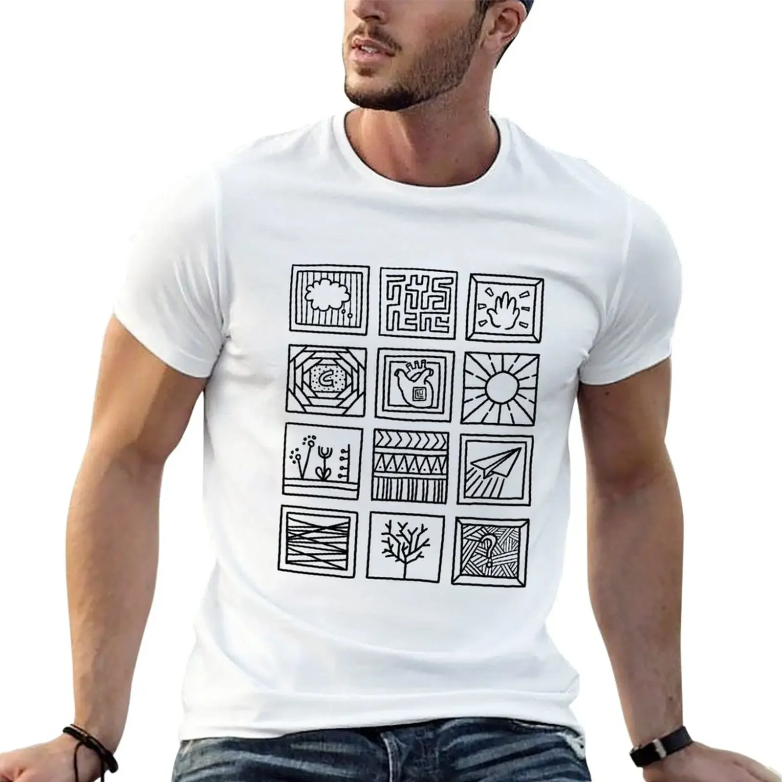 White Space Wonder Autobiography 1 Abstract Minimalist Line Art Illustration/ Doodle Art T-Shirt plus size tops t shirt for men