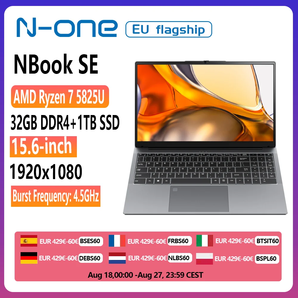 N-one nbook se Laptop und Ryzen 7 5825u (8 Kerne bis 4,5 GHz) 15,6 Zoll Handheld-Gaming-Laptop (16 16)GB DDR4 1TB SSD-Computer