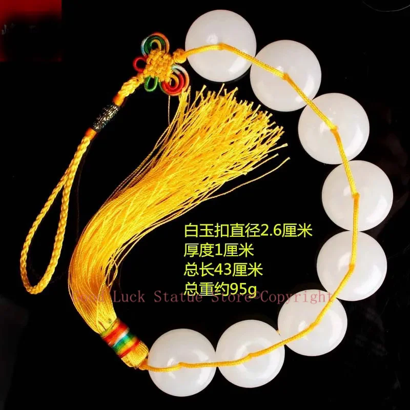 2PCS HOME Courtyard lobby living room FENG SHUI talisman exorcise evil spirits White jade eight Safety buckle Hanging ornament