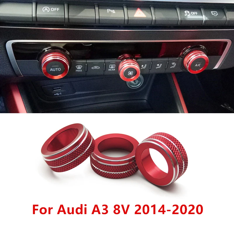 For Audi A3 8V 2014-2020 Car Center Console Air Conditioning Switch Knob Wind Adjustable Button Color Decor Ring Accessories