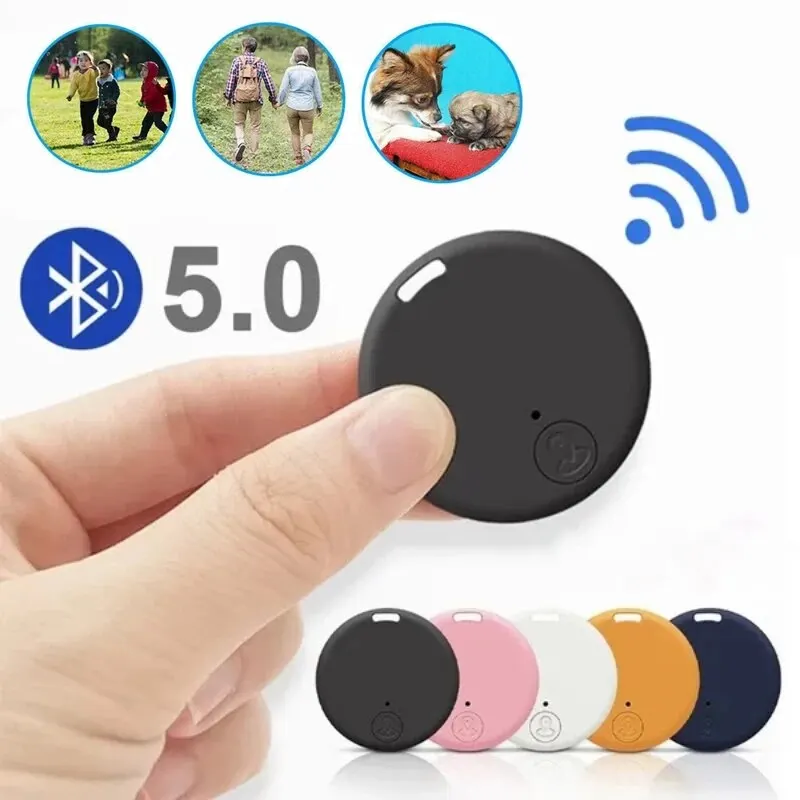 Mini GPS Bluetooth 5,0 rastreador dispositivo antipérdida redondo mascota niños bolsa billetera seguimiento localizador inteligente