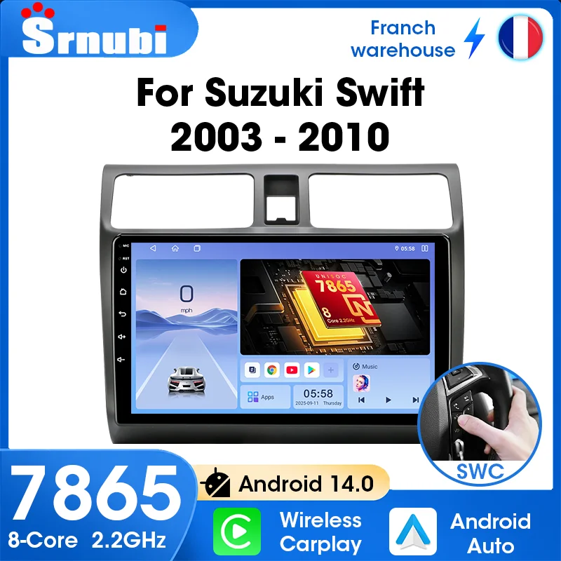 Radio para automóvil con Android Auto y GPS, compatible con Suzuki Swift 2003, 2005, 2006, 2007, 2008, 2009, 2010. Sistema de navegación, Carplay, multimedia, pantalla de 2 DIN, unidad principal UIS7865, chip de 8 núcleos, WIFI de 5 GHz, MirrorLink.
