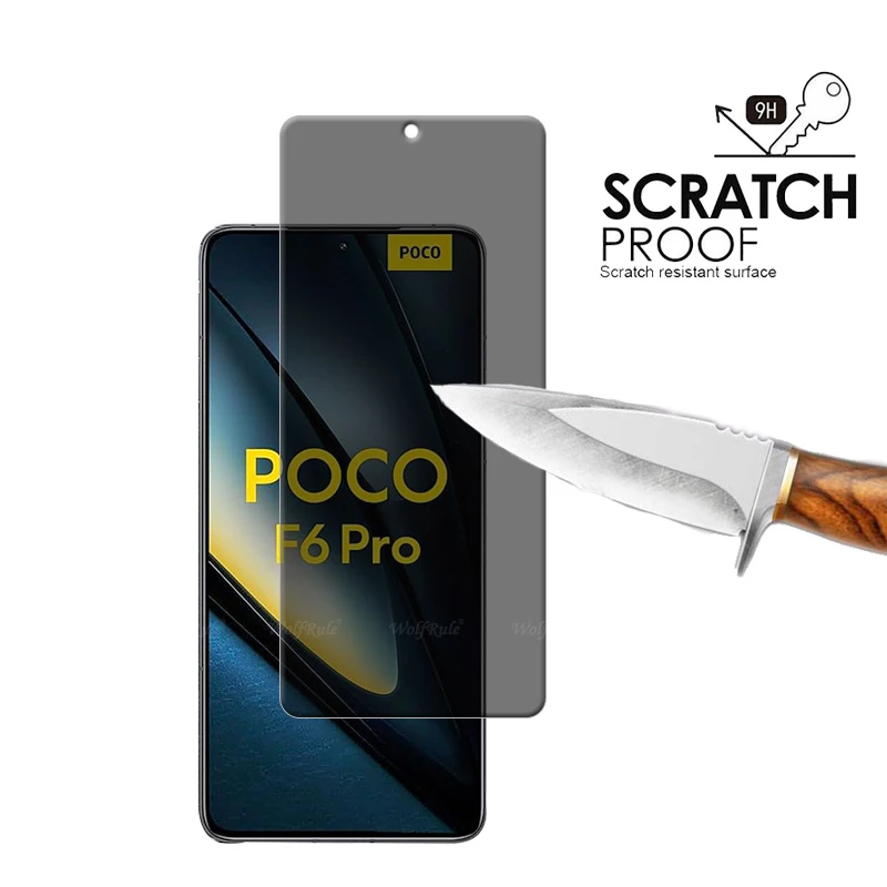 4Pcs For Poco F6 Pro Glass Xiaomi Poco F6 Pro Tempered Glass 9H Anti-Spy Cover Glue Privacy Screen Protector Poco F6 Pro 6.67\