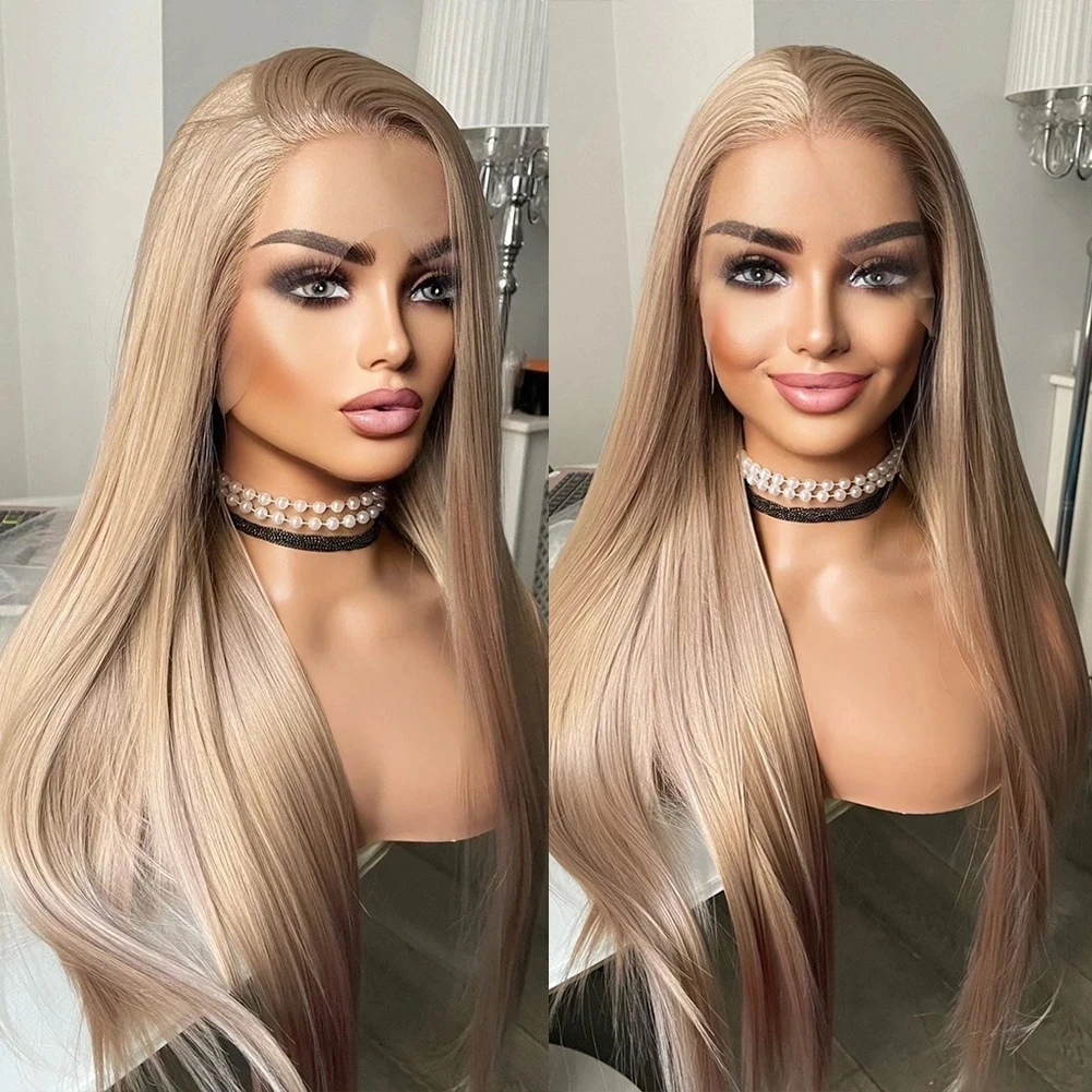 13*4 Blonde Synthetic Lace Front Wigs Pre Plucked Natural Hairline Long Wigs for Women Glueless Straight Hair Blonde Wigsigs