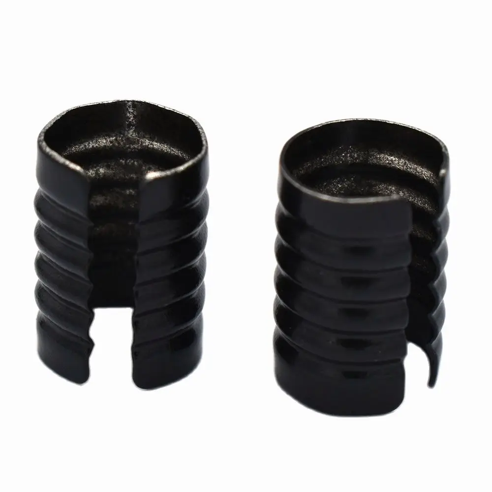 Black Crimp Cord Ends Cap Findings Small Round Curve Adjustable Fold Over Crimps End Caps without Loop Key Fob Hardware 13*9mm