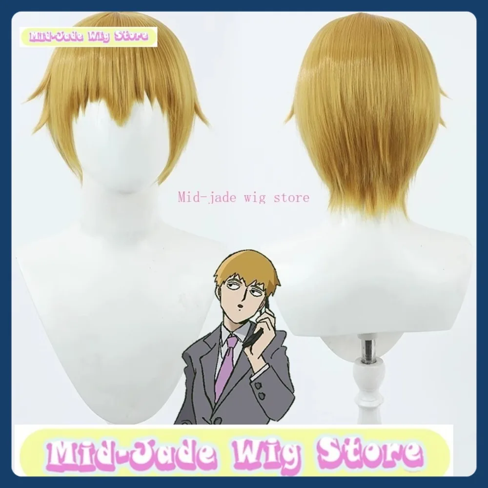Mid-jade Pruik Mob Psycho 100 Reigen Arataka Cosplay Pruik Anime Spel Rollenspel Synthetisch Haar Halloween Party Kostuums Rekwisieten