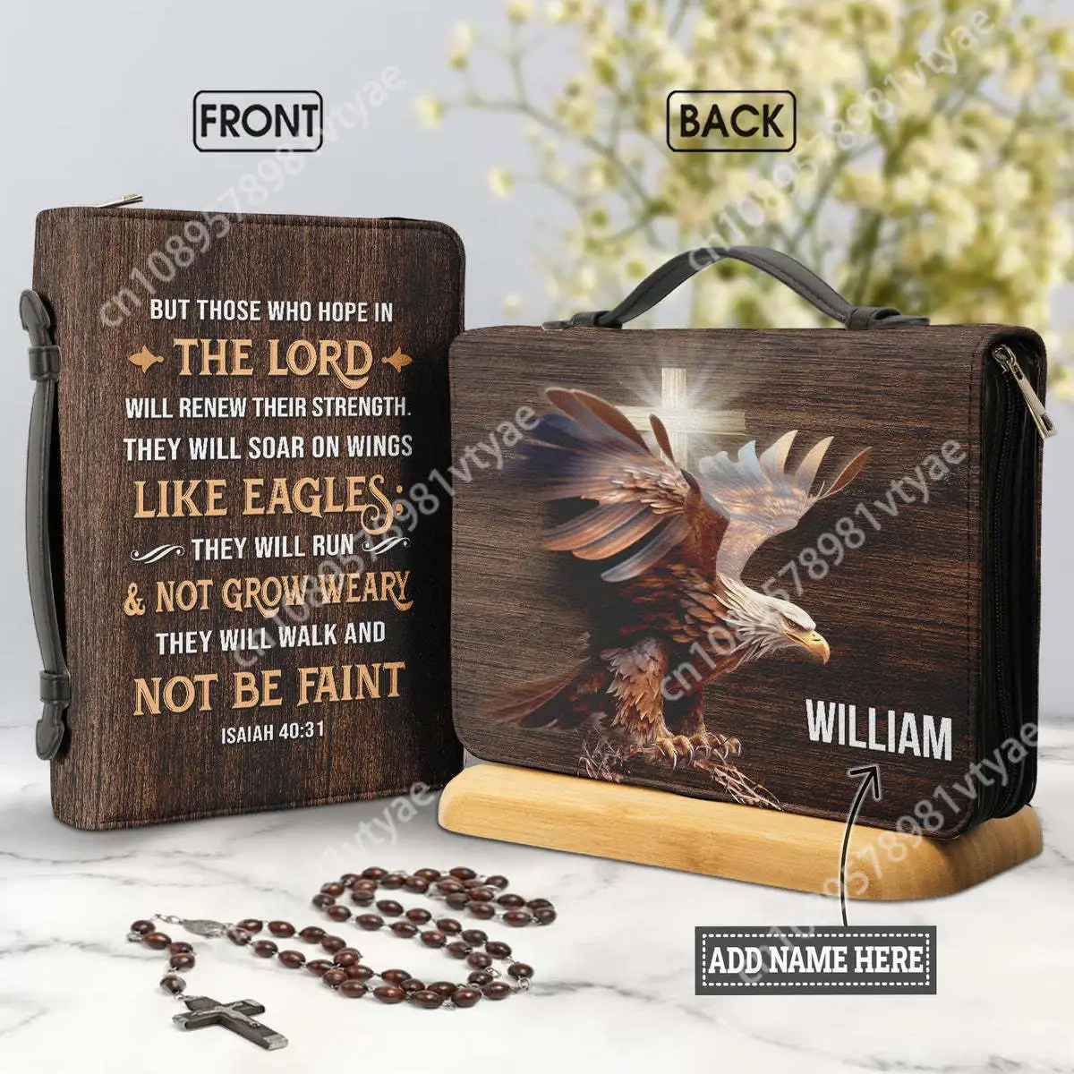 

Women's PU Leather Bible Cover Case But Those Who Hope In The Lord Verse Bible Bags Personalized Study Book Holy Storage Boxes