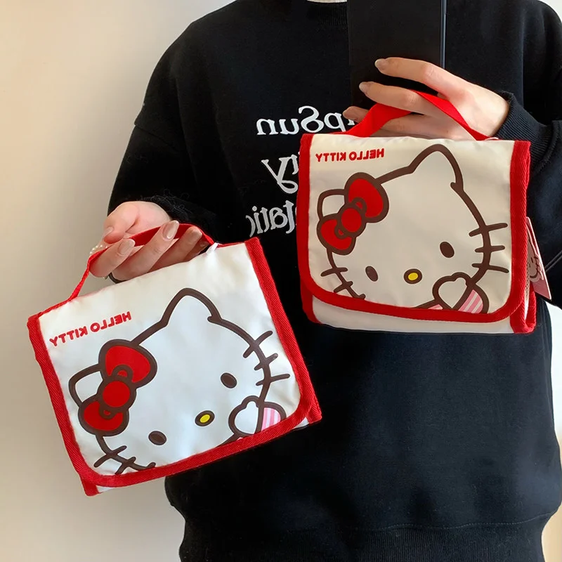 Hello Kitty Portable Large Capacity Travel Cosmetic Bag 2026 New Women Makeup Organizer with Compartments Toiletry Storage