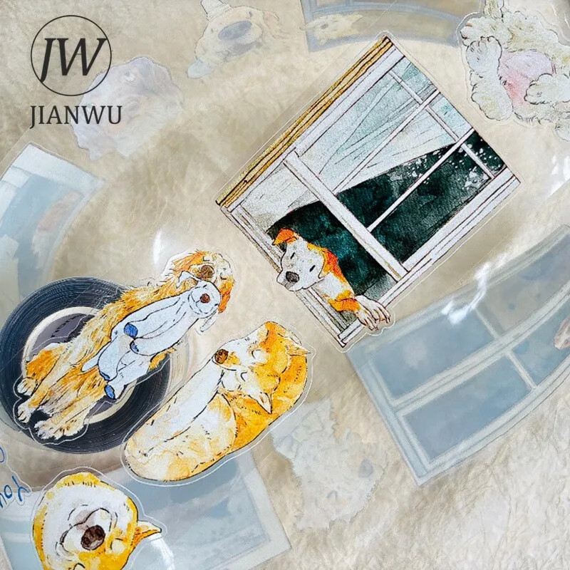 nastro-adesivo-pet-jianwu-vintage-con-motivi-di-cani-e-paesaggi-per-collage-e-scrapbooking-materiale-creativo-per-diari-e-cancelleria