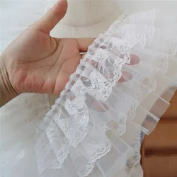 Laço plissado bordado para crianças, malha macia de camada dupla, roupas DIY, saia de bolo Lolita Puffy, artesanato corporal de boneca, decoração de costura