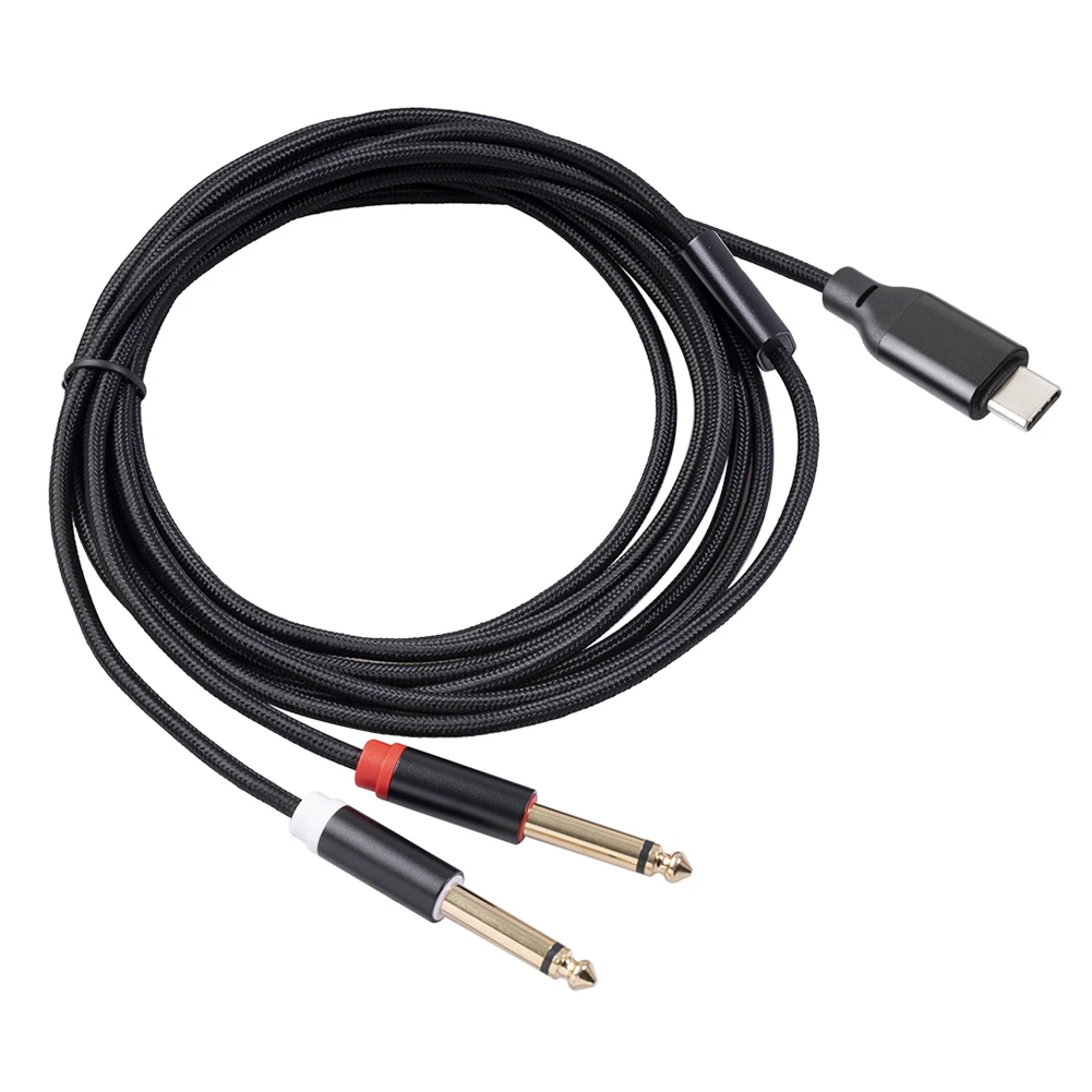 1/2/3M USB C To 1/4inch Audio Cable with Gold Plated Plug USB Type C To 1/4 Cable for Smartphone Tablet Laptop Amplifier Speaker