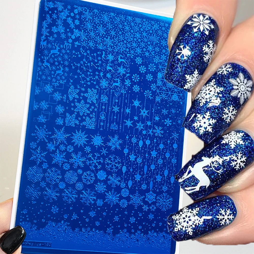 Merry Christmas Nail Stamping Plate Winter Snowflake Design Nail Art Printing Stencils Nail Stamp Templates Nail Template Tools