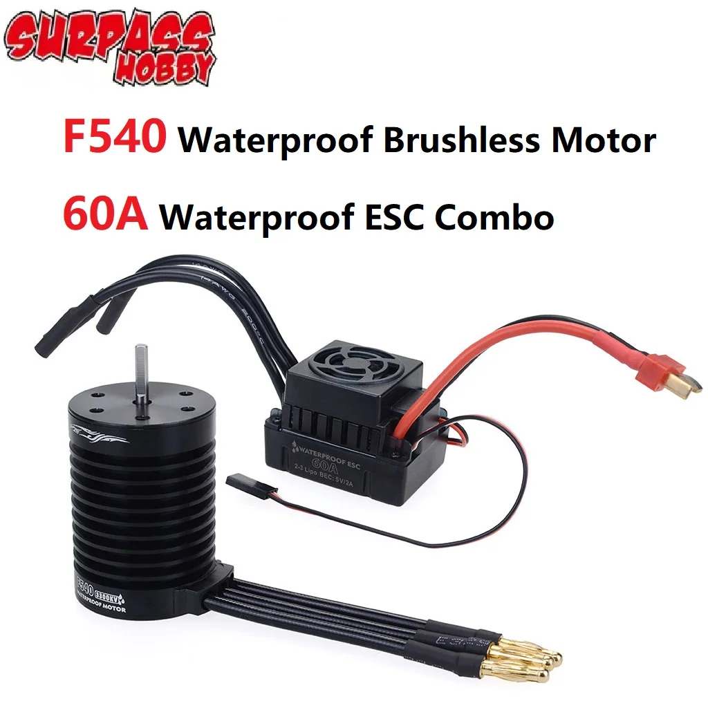 

SURPASS HOBBY 60A ESC Combo F540 Sensorless Waterproof Brushless Motor 3300KV 4370KV for 1/10 RC Car Traxxas Axial Off-road Car