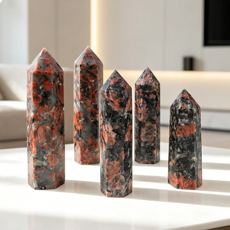 1 Stück natürlicher roter Labradorit-Kristallspitzenturm, 5–8 cm, sechseckiger Obelisk-Stab, Reiki-Heilung, Heimdekoration, Geschenk