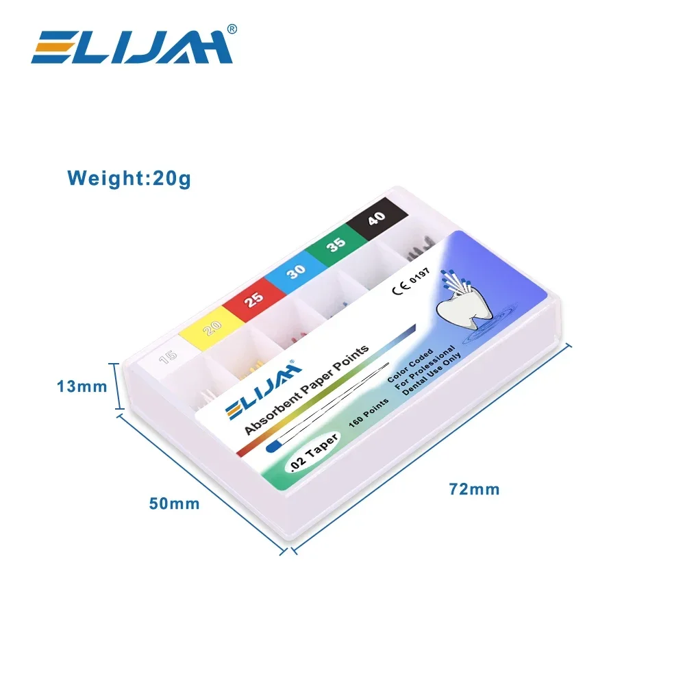 ELIJAH Dental Absorbent Paper Points 02/04/06 Taper Sterile Mixed Sizes Moisture Absorbing Paper Tips Disposable Dental Tools