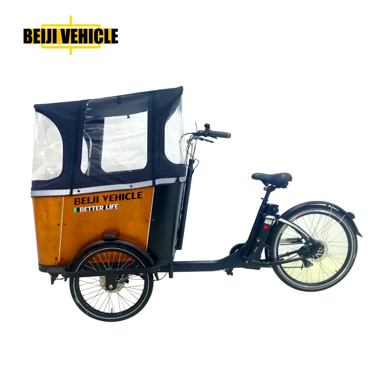 Cheap Bakfiets 3 Wheel Electric Cargo Bike With Rain Cover