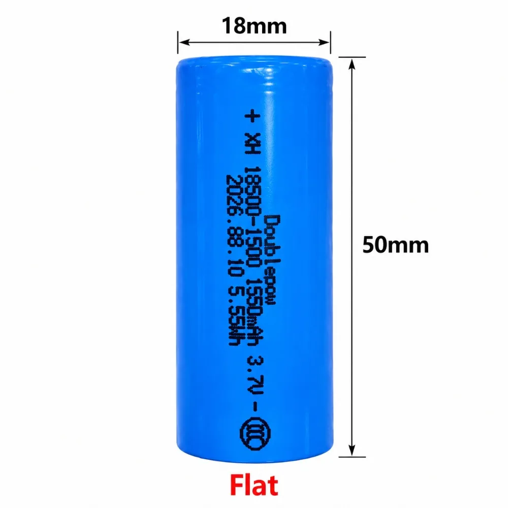 18500 1500mAh Lithium Battery 3.7V Rechargeable Flat Batteria for Flashlights Cameras Toys POS Long-Lasting Stable Performance