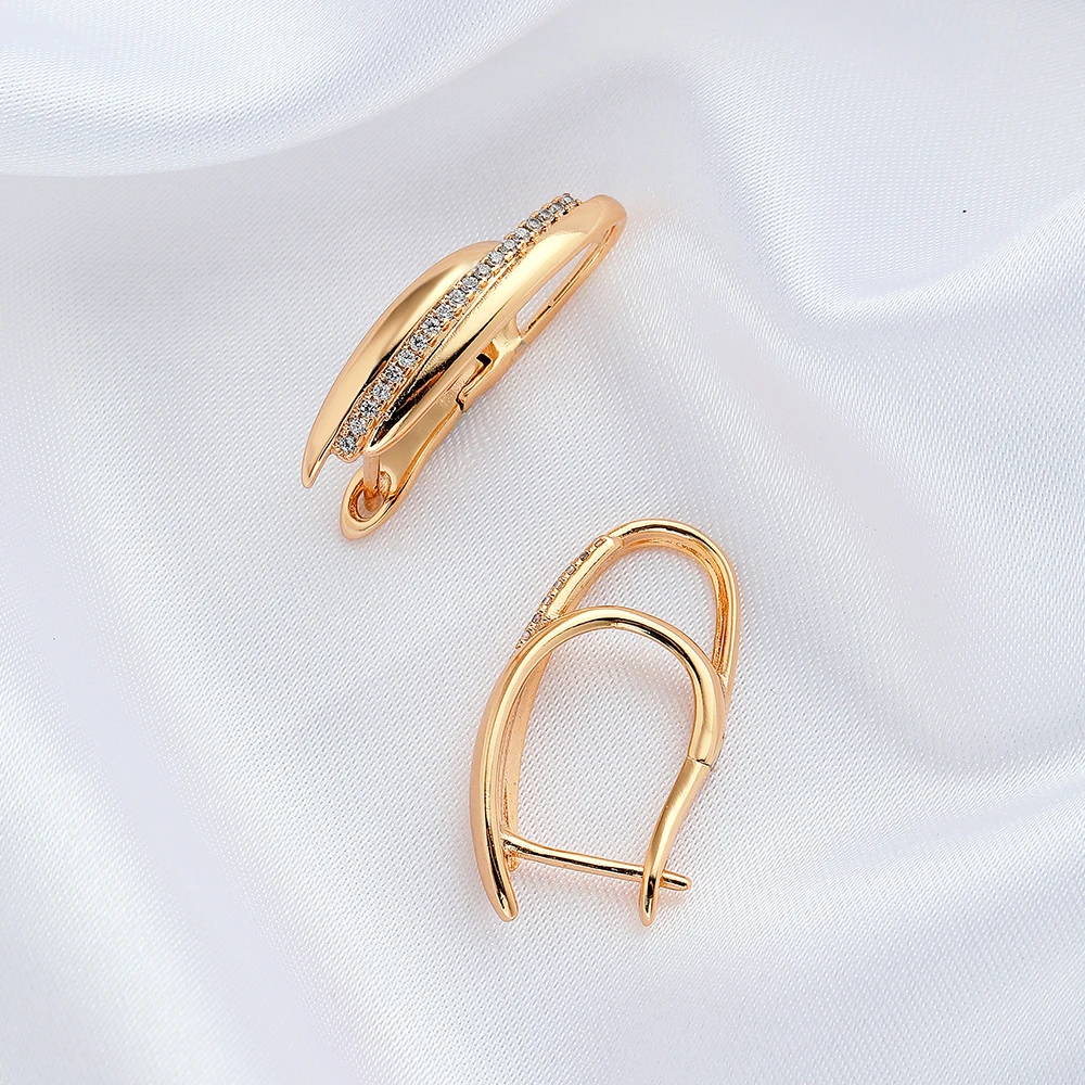 Harong Copper Rose Gold Color Earrings for Women Wedding Birthday Jewelry Gifts Aesthetic Geometric Ear Decoration