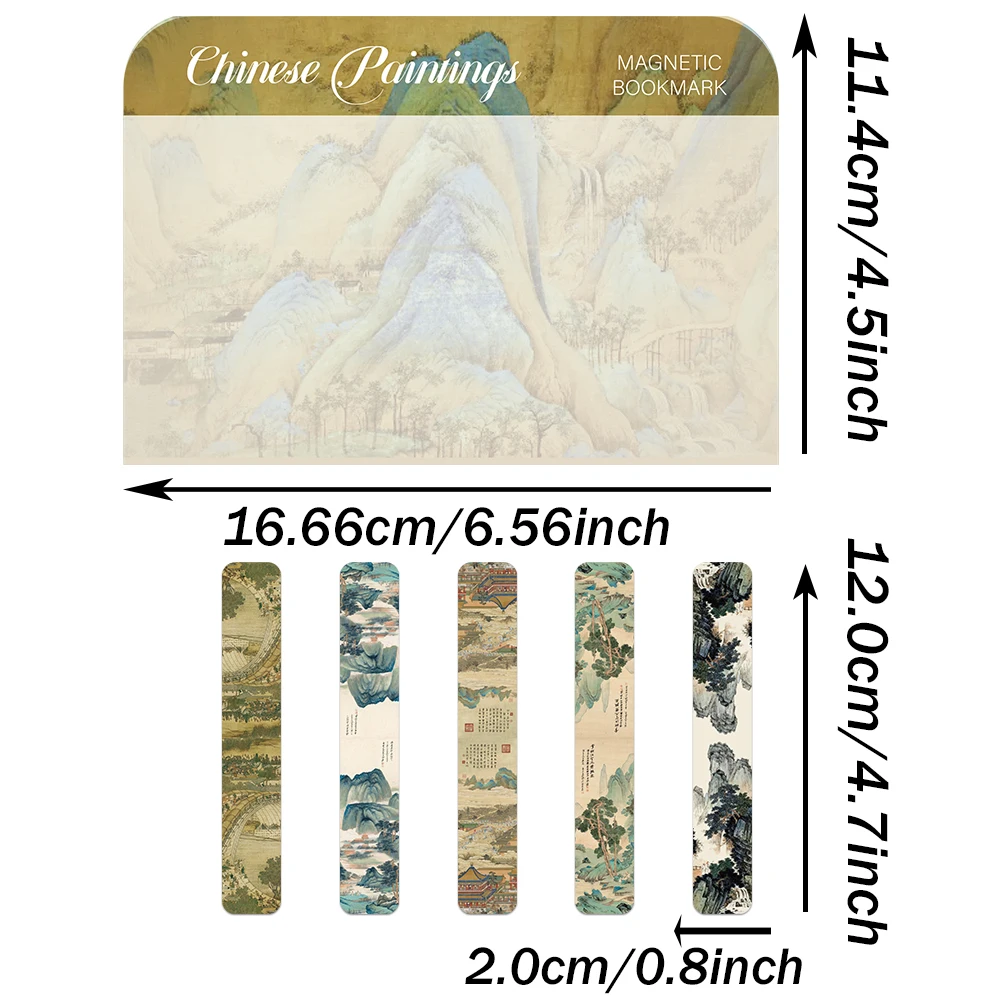 5 قطعة النمط الصيني القديم المرجعية المغناطيسية طلاء حبر المرجعية الجمالية صفحة الكتاب طالب القرطاسية القراءة الملحقات