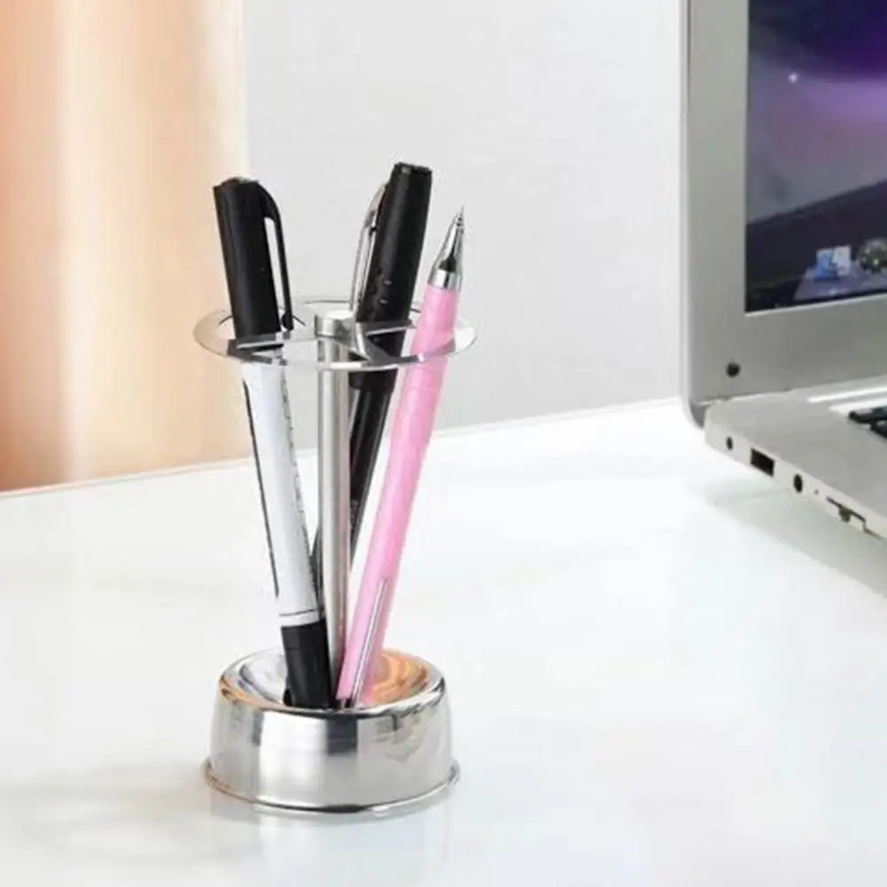 Stainless Steel Toothbrush Stand Metal Toothbrush Holder Stand with Ventilated Design for Countertop Storage 4 Slot for Makeup