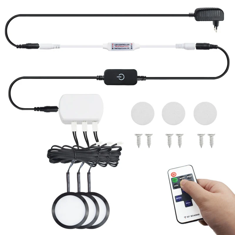 Smart Hand Sweep Sensor Under Kitchen Cabinet Lamp Remote Control Diammable LED Cabinet Light for Wardrobe Showcase Wine Cabinet