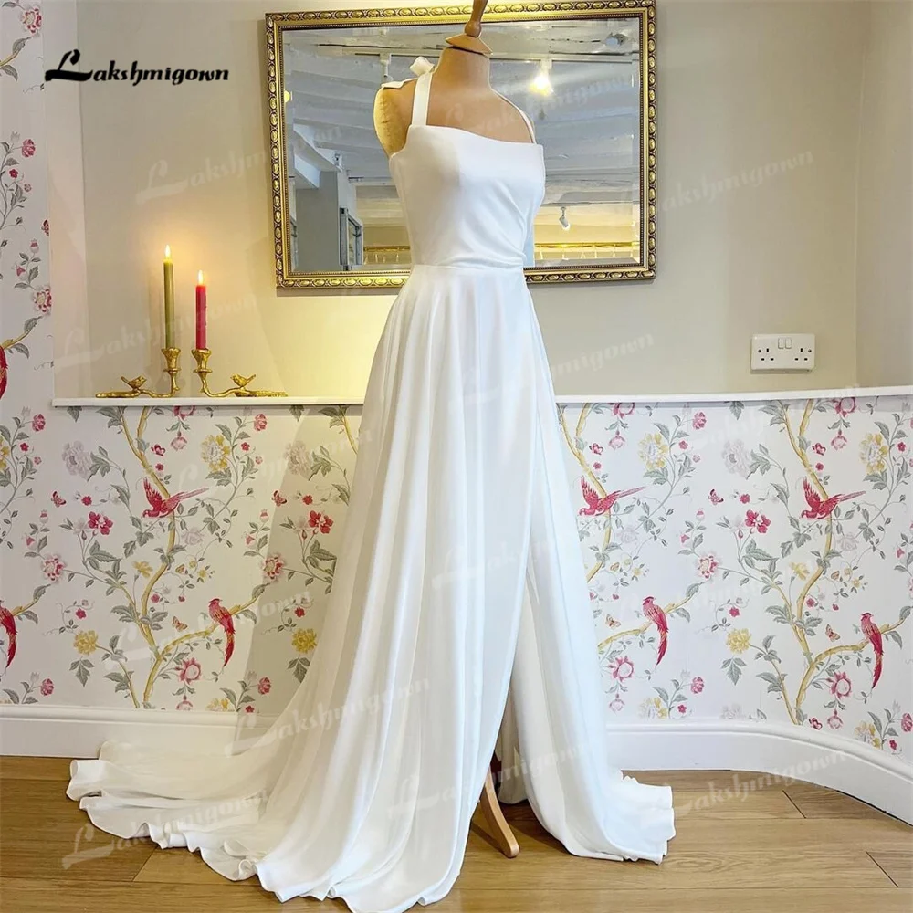 Lakshmigown-ホルター付きウェディングドレス、ライン、サイドサイドスリット、コート、ウェディングドレス、ブライダルガウン、サンダホイヤード、2025