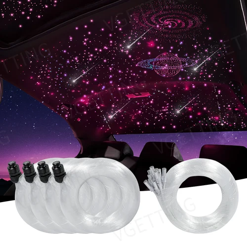 Imagen 1 del producto Luz de fibra óptica RGBW, luz de meteorito de 0,75mm, 2-4 metros, LED de cielo estrellado, 115-690 Uds., lámpara transparente PMMA para decoración del hogar y fiesta de coche