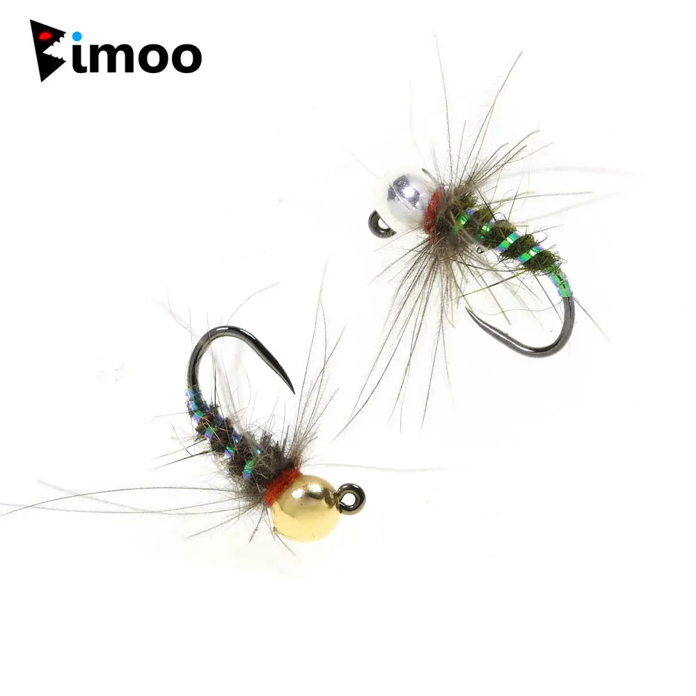 

Bimoo 4pcs #16 Tungsten Bead Head CDC Hackle Jig Nymph Fly Fast Sink Hare's Ear Dub Body Wet Euro Nymph Fly Trout Fishing Lures